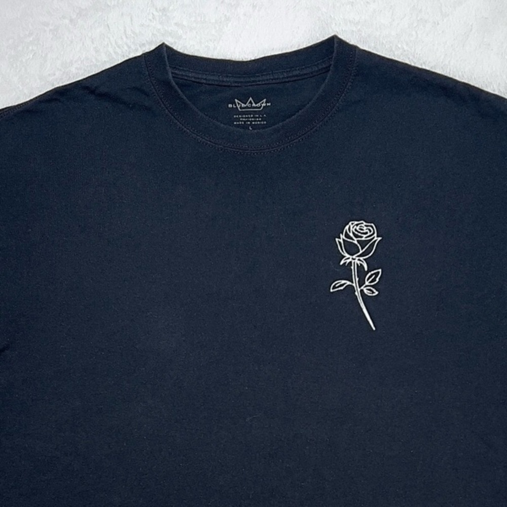 Blue Crown Rose Coast to Coast🌹Tee Shirt Short Sleeve Mens Large Black